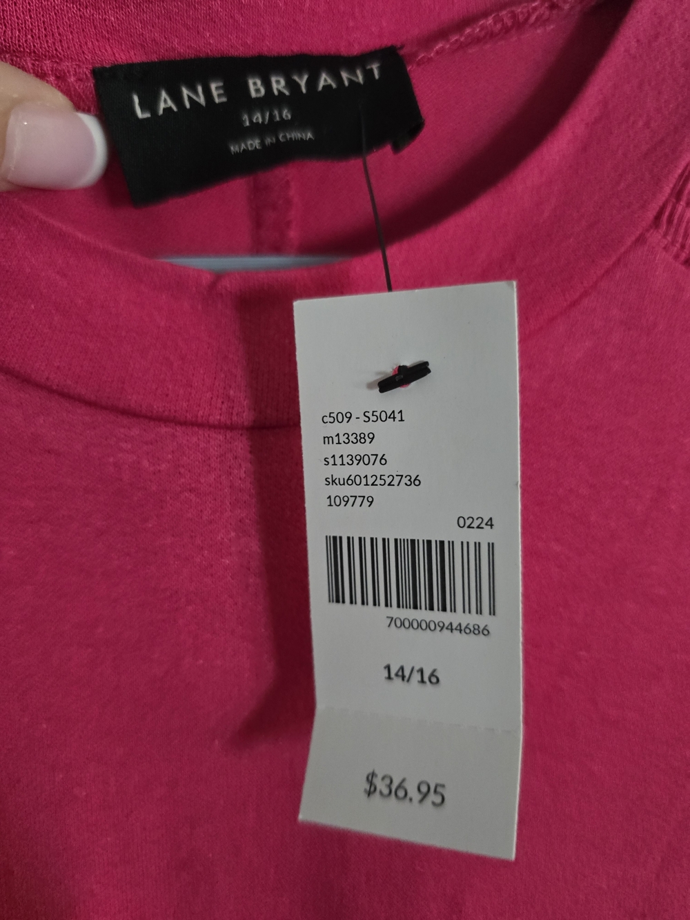 Lane Bryant Bright Pink Sleeveless Crewneck Tee